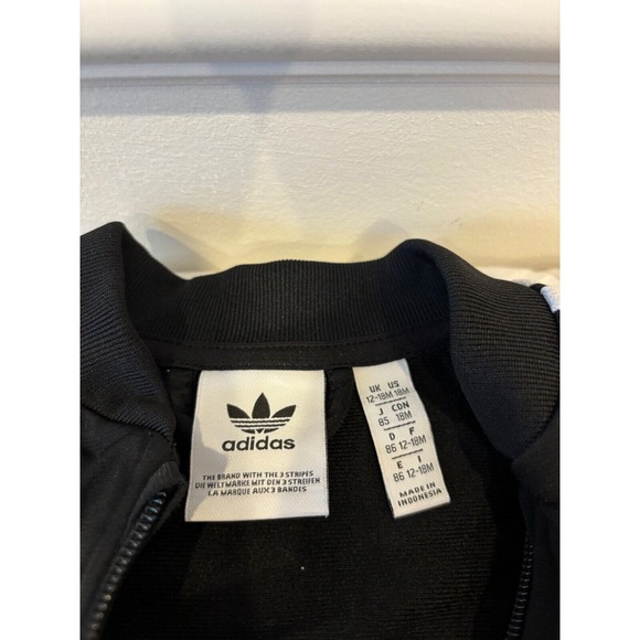 Adidas 3 Stripe Track Jacket Black Size 18 Months - Picture 2 of 5